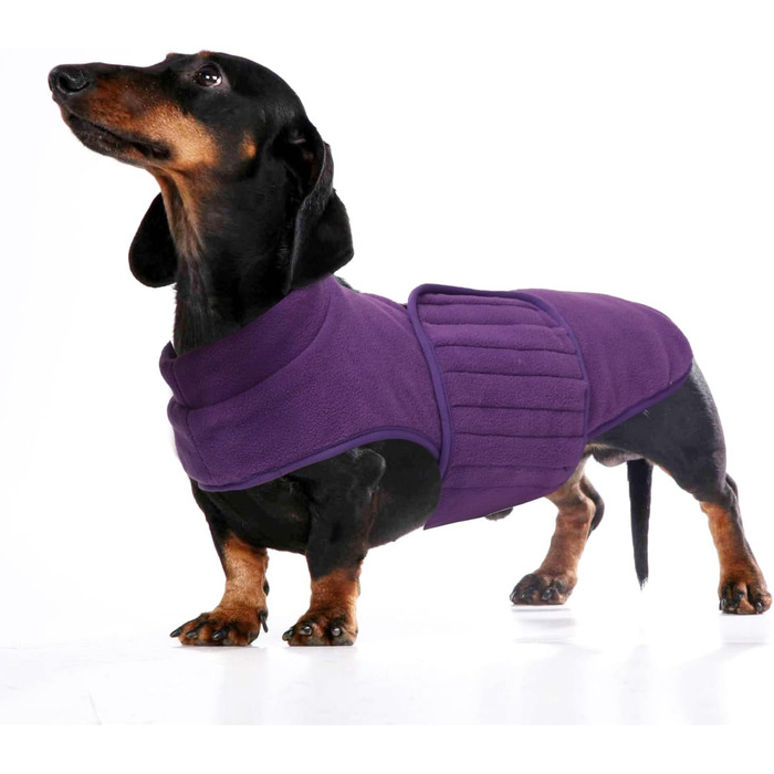 Флісова куртка для собак, джек-рассел, мініатюрний джек-рассел, зимова куртка з відбиваючими елементами, водовідштовхуюча, фіолетовий, розмір L (довжина спини 45 см)