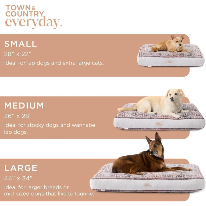 Лежак для тварин TOWN & COUNTRY EVERYDAY CuddleTown, водовідштовхувальний, знімний чохол, м'який, коричнево-бежевий, розмір L, 111,8×86,4×10,2 см