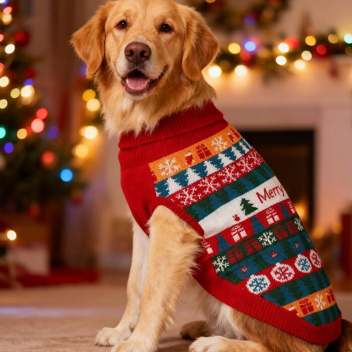 Пуловер для собак EXPAWLORER на Новий рік: теплий, модний, для маленьких, середніх та великих собак, XL X-Large