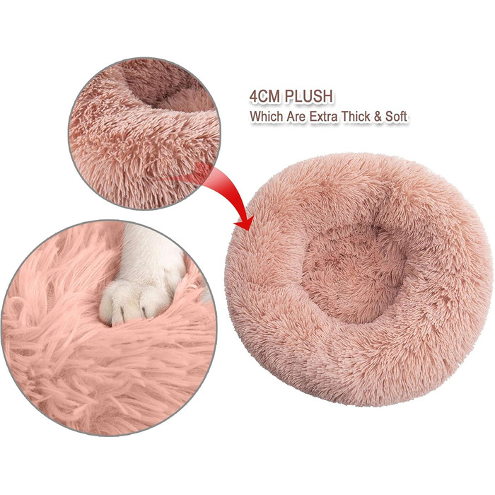 Кругла лежанка для собак та котів, лежанка-доннат, 80 см, світло-коричнева