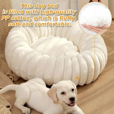 М'яке ліжко для собак Mateju Donut, плюшеве, для котів та собак, з антиковзною основою, смугастий стиль, для середніх та маленьких собак (блакитний, 70см)