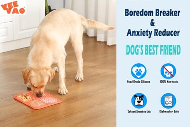 Килимок для собак великих порід VEEVAO XL, 30,5 x 25,4 см, силікон харчового класу, з присосками, для заспокоєння, проти нудьги, колір кораловий
