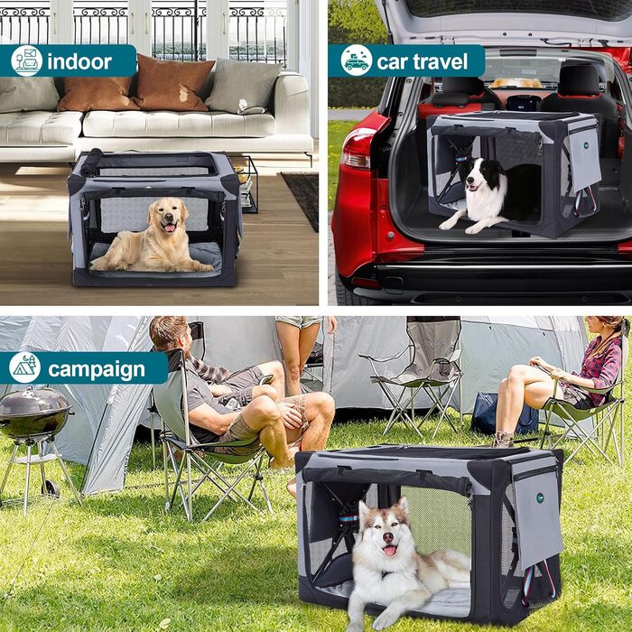 Складаний бокс для собак Ownpets L 81x58.4x58.4 см, переноска з водонепроникної тканини, з додатковою сумкою для зберігання