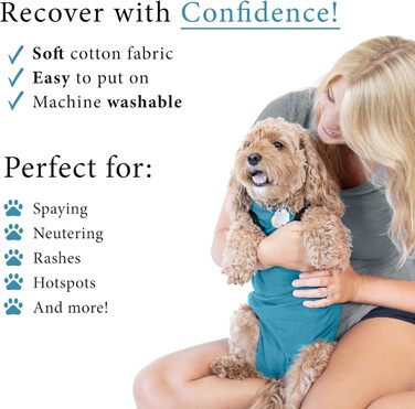 Захисний боді для собак після операції (для сук та самців), боді після кастрації, альтернатива нашийнику (блакитний, S)