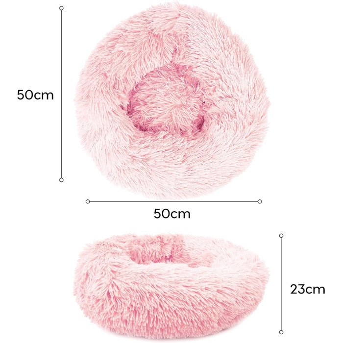 М'яке ліжко для собак та котів Donut 50см - рожеве, для маленьких та середніх порід