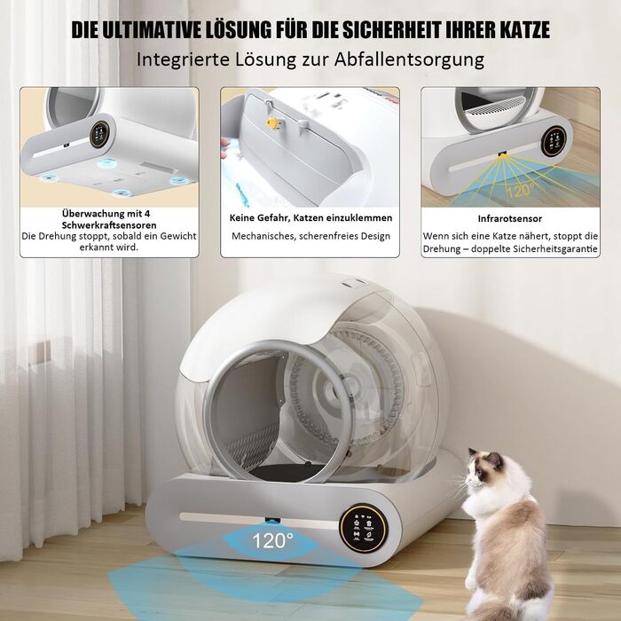Автоматичний туалет для котів Katzenklo з самоочищенням, 65л, XXL, без запаху, з керуванням через додаток, для 2+ котів