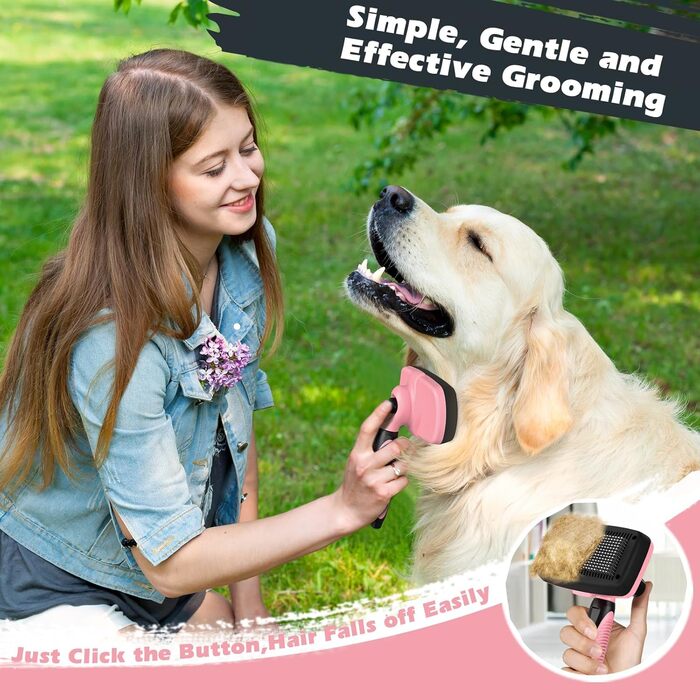 Набір гребінців для догляду за тваринами: самоочищувані гребінці, гребінець з двома сторонами, інструмент для видалення шерсті, рожевий, чорний, 3 шт.