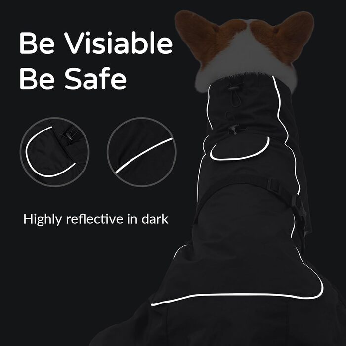 Водонепроникний собачий плащ, тепла куртка для собак з шлейкою, світловідбиваючий цуценячий плащ з флісовою підкладкою для великих, міцних собак, холодна погода, для використання в приміщенні та на вулиці, Зелений, Розмір: зелений (Чорний, L)