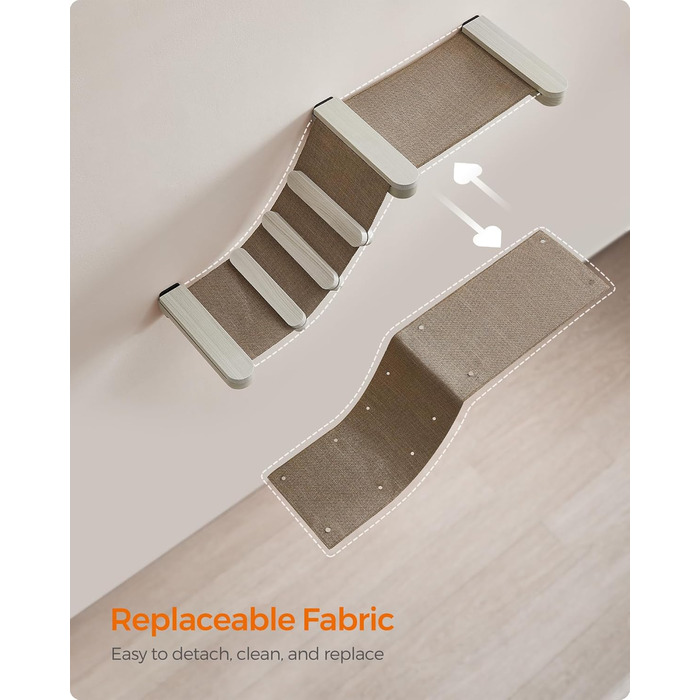 Кігтеточка Feandrea Clickat Collection 006 - висока, стійка, настінна, з 2 сидіннями, діаметр 10.4 см, швидка збірка, розширювана, гамак для котів (L-002)