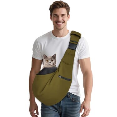 Трансформер для собак та котів ALLSOPETS, дихаюча сумка-переноска з безпечною шлейкою, м'яка переноска для подорожей та до ветеринара (Оливковий)