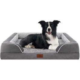 Ортопедичне собаче ліжко Comfort Expression для великих собак. Водонепроникне, зручне, знімний чохол, сірий колір. Розмір: 91 x 69 x 19 см