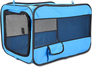 Складана переносна переносна коробка для собак Ergocar для автомобіля, блакитна, з підстилкою з флісу