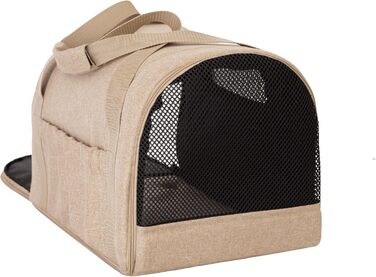 Транспортна сумка для собак та котів, сумка-переноска для тварин, Beige, 31x49x31 см, еко-лляна тканина
