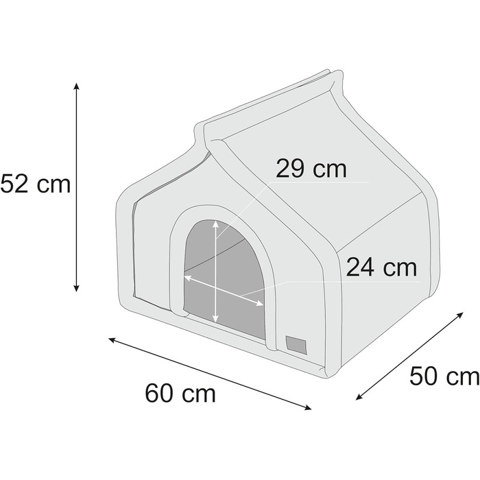 Будка для собак та котів, велика R3 - 60 x 50 см, чорна