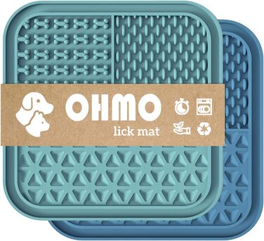 Лежанка-іграшка для собак OHMO Schleckmatte, 2 шт. (15x15 см) – для цуценят, котів, зняття тривоги, повільне годування, силікон (кораловий & вишневий)