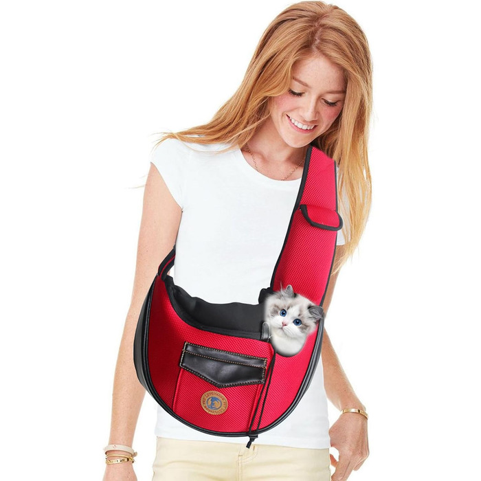 PETCUTE Сумка-переноска для собак, для маленьких собак, переноска для цуценят, дихаюча сітка, транспортна сумка, 9 кг, червона