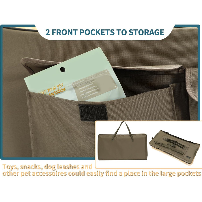 Автокрісло для собак Petsfit L Brown - для великих та 2 маленьких собак, з підкладкою та ременями безпеки