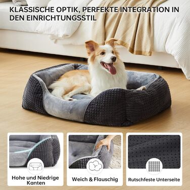 Крісло-ліжко для собак маленьких та середніх порід, миється, ортопедичне, дихаюче, 66x55x21 см, сіро-блакитне