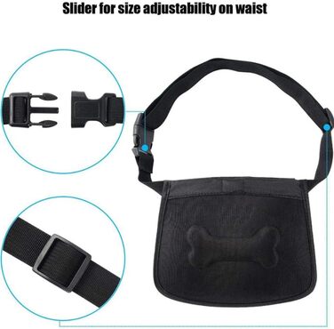 Сумка для корму для собак, навчальна сумка, кишенька для ласощів з дозатором кульок для прибирання, магнітна застібка, регульований плечовий ремінь для дресирування собак, кишеня для ласощів також для коней, чорна