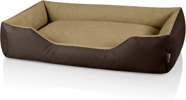 Ліжко для собак BedDog XXL - м'яке ліжко-корзина для середніх собак, коричнево-бежеве, 120 x 85 x 23 см, знімний чохол