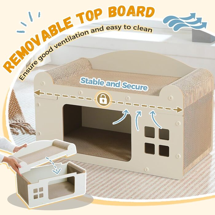 PAWZ Road: іграшка-будиночок для котів з когтеточкою, з картону, 55 x 27,5 x 35 см, білий