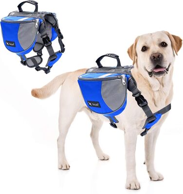 PETCUTE Рюкзак-переноска для собак середніх та великих порід, регульований, для подорожей, прогулянок, тренувань, з ручкою, синій
