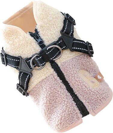 Зимовий теплий флісовий одяг для собак з коміром, для малих та середніх тварин. Зелено-білий/Рожево-білий