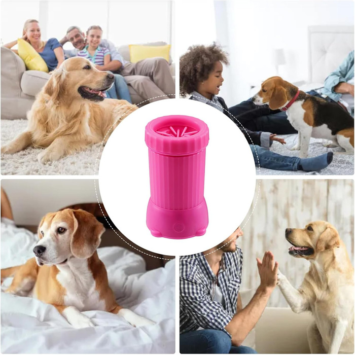 Автоматична мийка для лап собак, розумний пристрій для миття лап домашніх тварин, USB-зарядка, для собак середніх та великих порід, цуценят, кошенят, рожевий колір