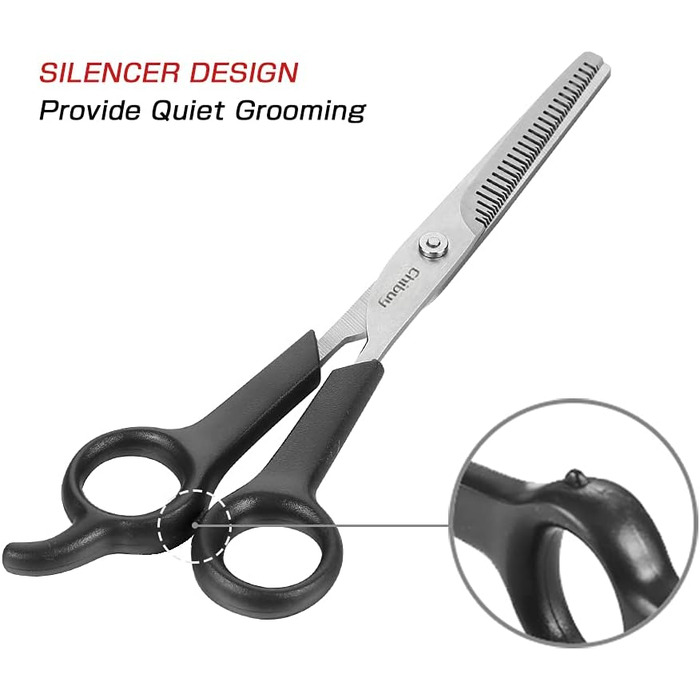 Професійна собача ножиця з круглим кінчиком з нержавіючої сталі, ножиця для очей для собак та котів, професійний інструмент для грумінгу, розмір 17 x 6,6 x 1,1 см 6371 + 6373