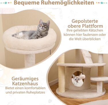 Дерев'яний кігтеточки для котів Costway з будиночком, сходами та платформами