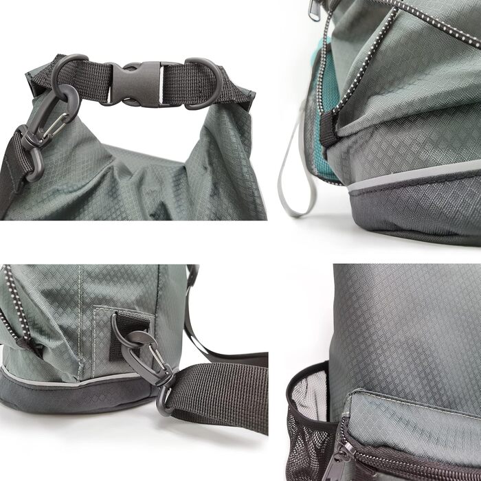 Водонепроникний мішок-ролтоп Beuniclo для корму для собак та подорожей, 350 мл, сірий