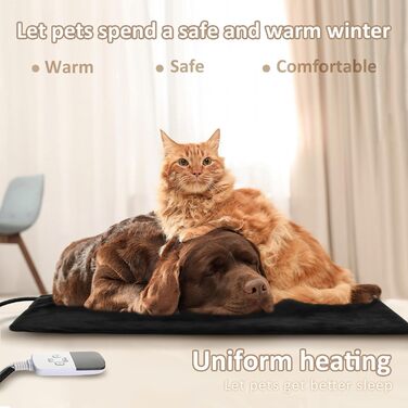 Електричний килимок для домашніх тварин Hillylolly, 70x50 см: підігрівач для собак та котів з регулюванням часу та температури