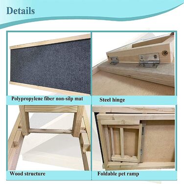 Рампа для собак у машину, складна, для маленьких, середніх та великих собак, котів, з антиковзким покриттям, легка, 100 x 60 см (4 висоти), 70 x 40 см (2 висоти)