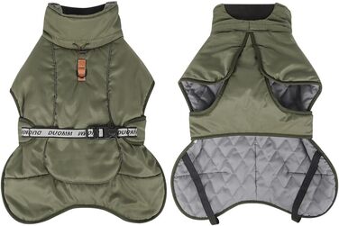 Водонепроникна тепла куртка для собак великих та середніх порід, зимова, з отвором для шлейки, світловідбиваючі смуги, зелена, 6XL