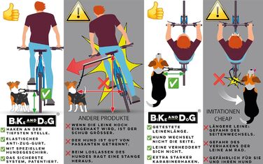 Велосипедний повідок для собак BIKE AND DOG, безінструментальне кріплення, опціональний спеціальний шлейф, 2 стрічки для велосипеда, запатентований, чорний