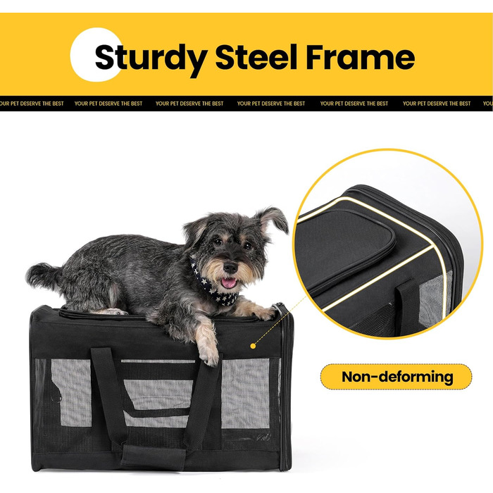 Транспортна переноска для котів та цуценят Conlun - чорна, складна, до 7 кг