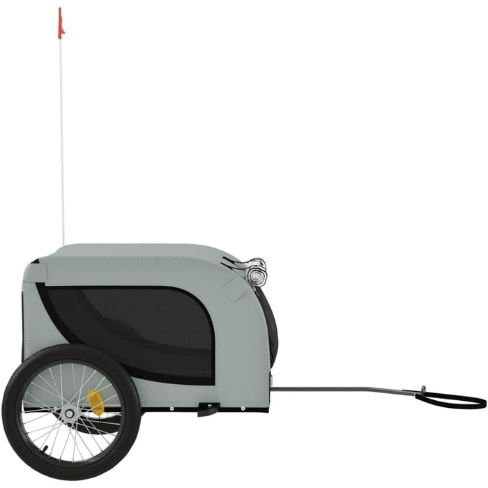 Причіп для собак Tidyard: міцний та безпечний (45 кг), з відбивачами та прапором, Oxford-тканина та метал (сірий та чорний)