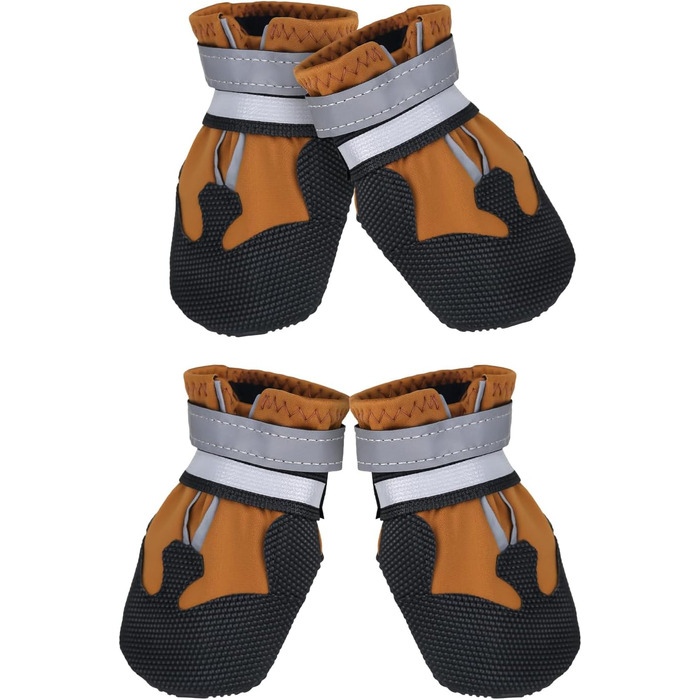 Чоботи для собак REESTBOO: захист лап, 4 шт., водонепроникні, антиковзні, з відбиваючим ремінцем, на липучці, для великих собак, (S, Коричневий)