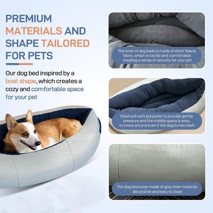 М'яке ліжко для собак Johnear: захист дивану, товсте, неслизьке, 110x105x15 см, сірий колір