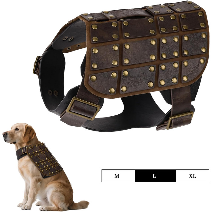Костюм для собак у середньовічному стилі EpicCos, без повідка, нагрудник з декоративної шкіри, 3 розміри, одяг для косплею, розмір XL (нагрудник для собак, Large)