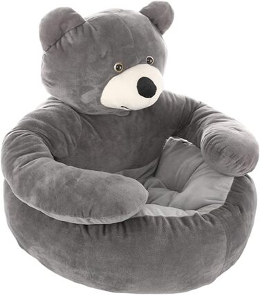 М'яке ліжко для кота та собаки: кругла плюшева ліжечко для тварин, знімна та миється, 60 см, сірого кольору