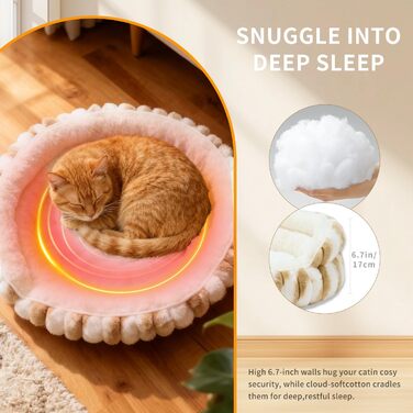 Обігрівальне ліжко для котів, електричне, миється, стійке до укусів, водонепроникне, заспокійливе та тепле з регульованим нагрівальним килимком, 51×51×17 см