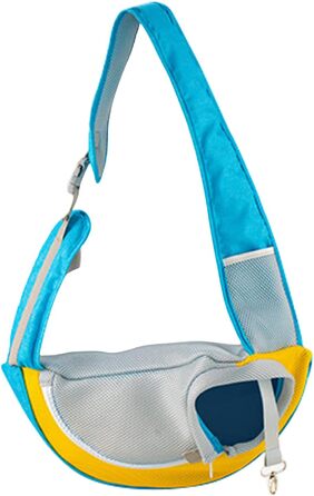 PETCUTE Сумка-переноска для собак, блакитна. Зручна переноска для цуценят та малих собак, з регульованою ручкою та безпечною шлейкою. Має дихаючу сітку та передню кишеню. Ідеально для прогулянок на свіжому повітрі.