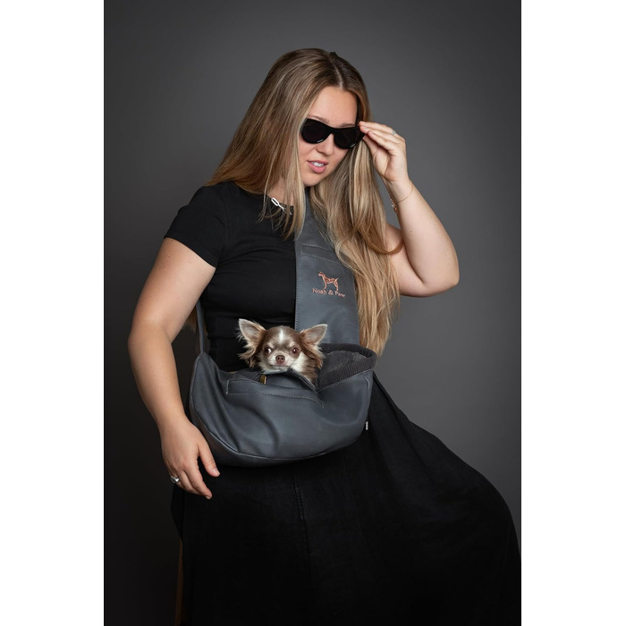 Трансформер для собак Noah & Paw до 5 кг, сумка-переноска з регульованим ремінцем, м'яким хутром, 3 системи безпеки, преміум денім