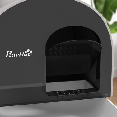 Туалет для котів PawHut з кришкою, совком і килимком, висувний лоток, для котів до 5 кг, сірий, 43x44x47 см
