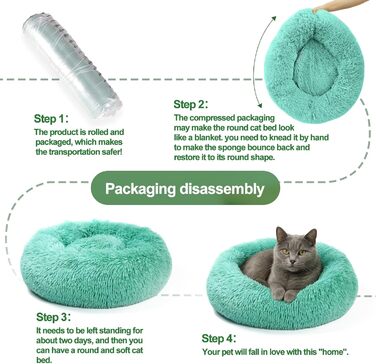 М'яке ліжко для собак та котів, зручне та тепле, антистрес, для маленьких та середніх порід, блакитне (50 см)