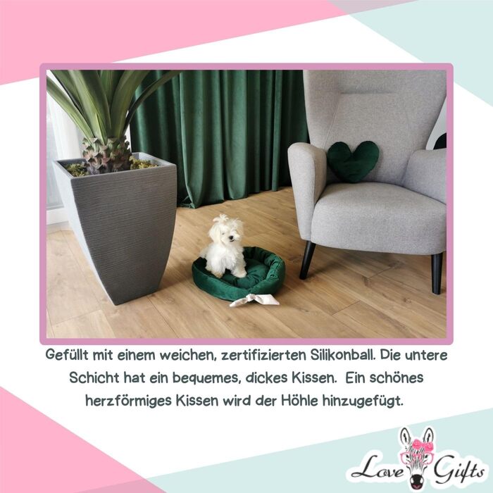 М'яке лежанка-подушка для собак Love Gifts® | Ортопедичний лежанка для собак середніх та маленьких порід | Зелений колір