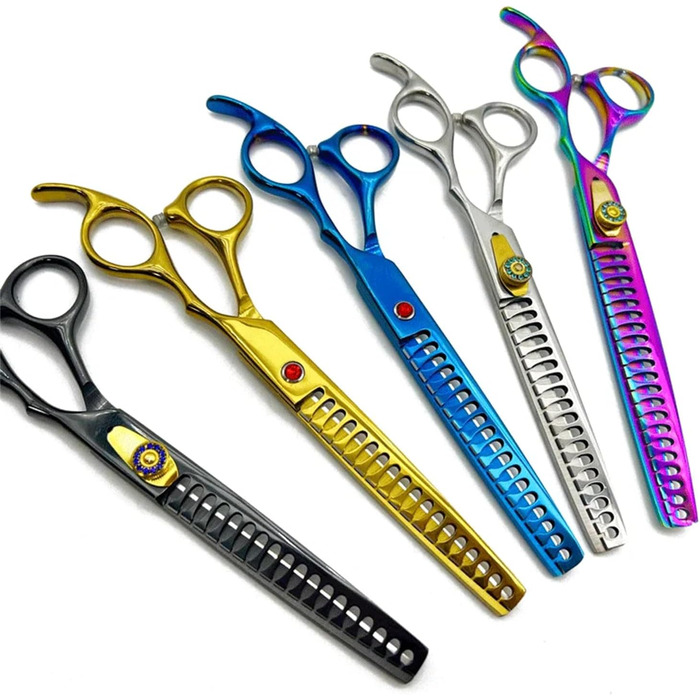 Професійна ножиця для грумінгу собак, 21 см - ножиці для витончення шерсті та стрижки, чорного кольору