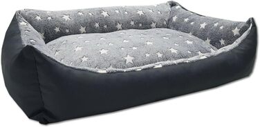 Ліжко для собак Odolplusz з двостороннім подушкою 100x70 см | Зручне собаче ліжко | Подушка з гіпоалергенного поліуретану (Сірий - Зірки)