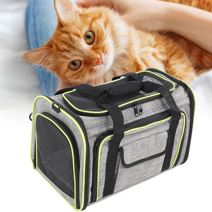 Сумка-переноска для тварин ZAICOLER з мотузкою всередині, безпечна для прогулянок та подорожей. Розширювана сумка-переноска з сіткою зверху, з оксфордської тканини для собак та котів.